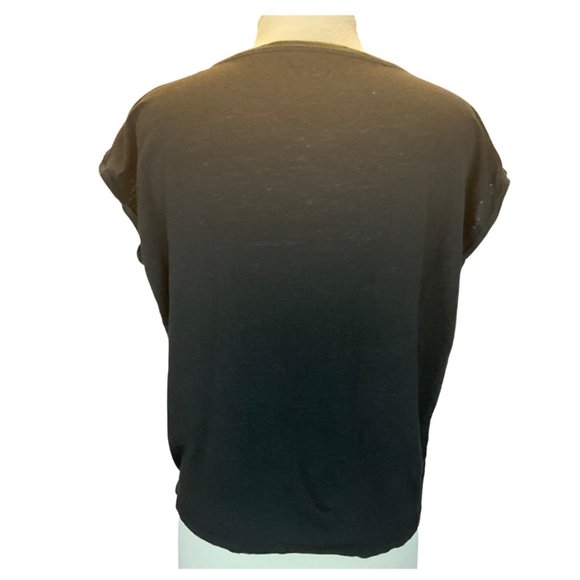 Ann Taylor LOFT Black Linen T-Shirt, Size L - Picture 3 of 4